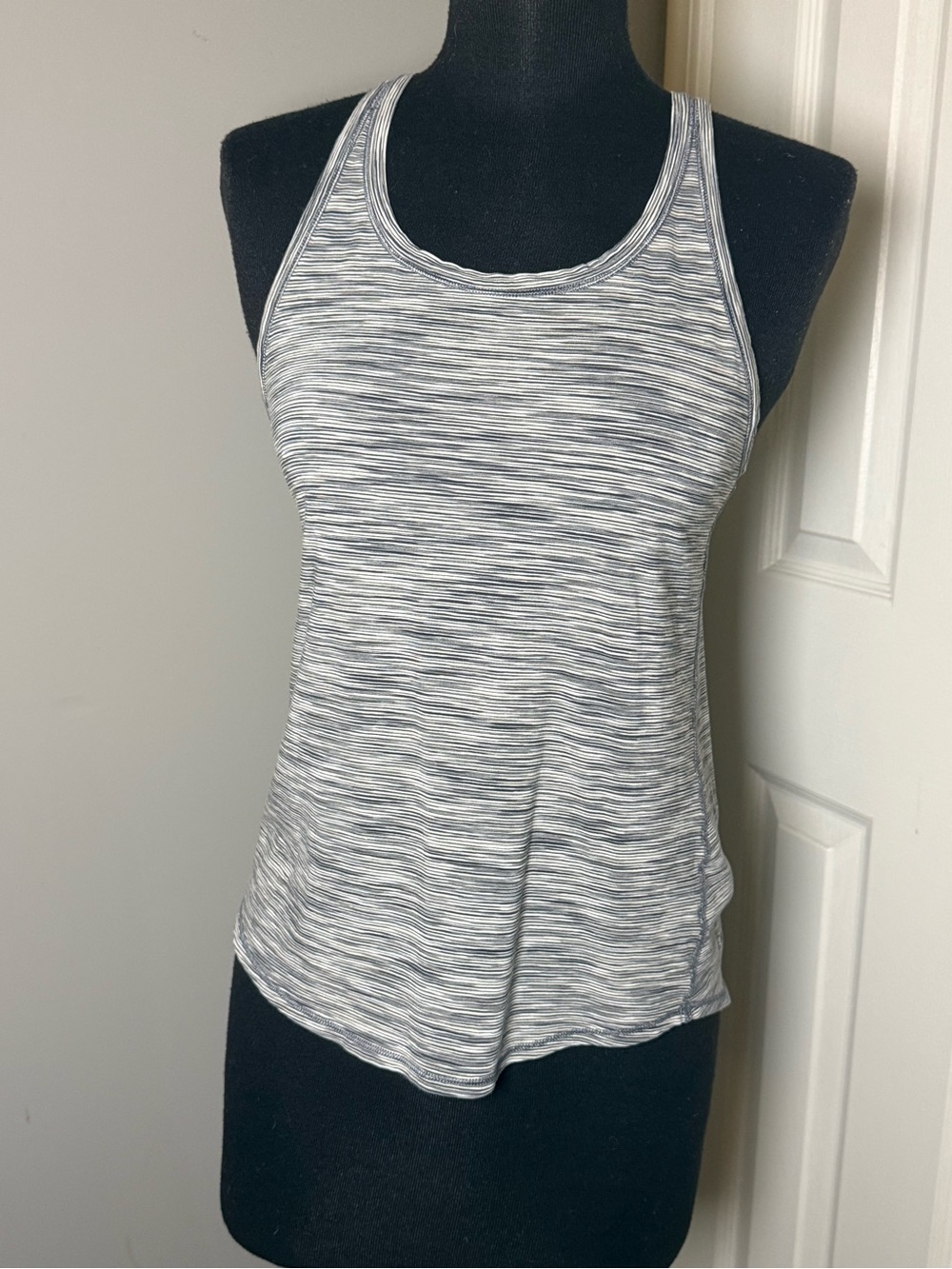 lululemon Striped Racerback Tank Top Gray White Black Women’s Size 4